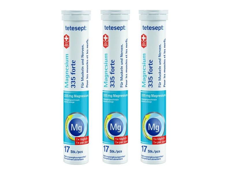 tetesept Magnesium 335 forte 3 x 17 Brausetabletten Nahrungsergänzungsmittel mit Magnesium