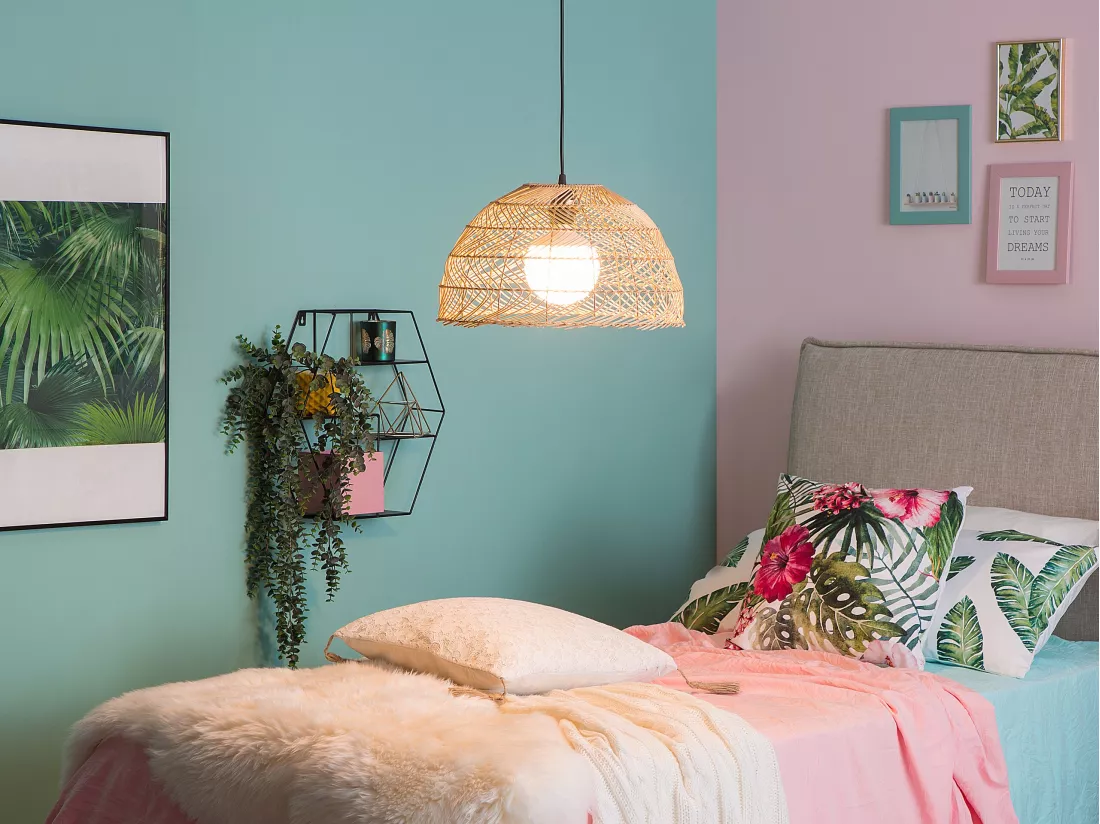 Lampe suspension SELENGE Rotin Marron clair