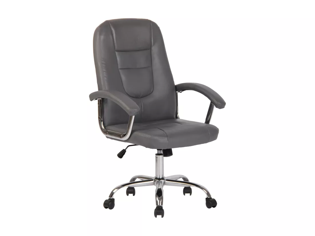 Chaise de bureau - Similicuir & Métal chromé - Gris - Reedville