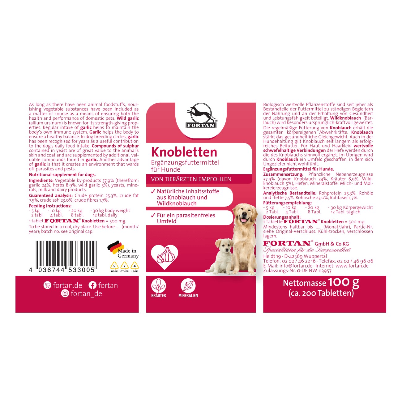 Fortan Knobletten Tabletten mit Knoblauch und Bärlauch 100 g