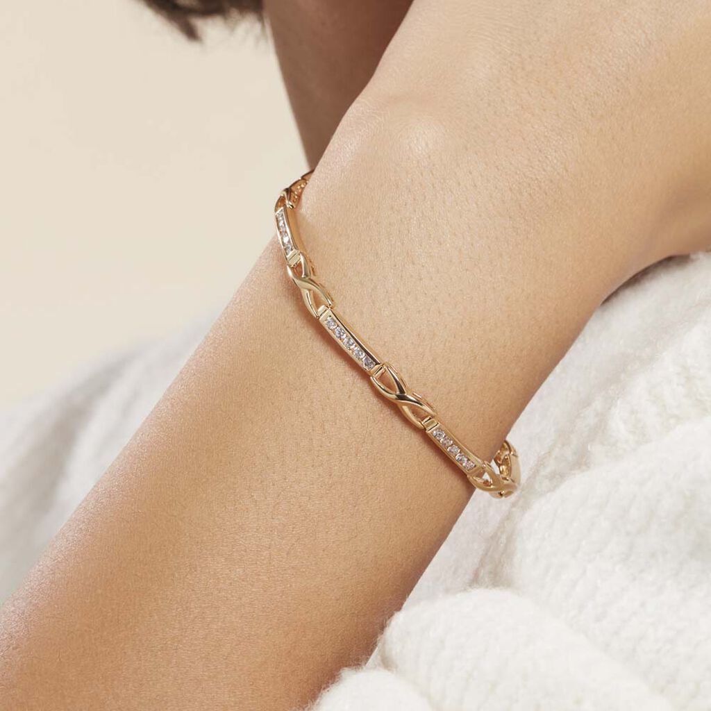 Bracelet Jonc Epiphanieae Plaqué Or Jaune Oxyde De Zirconium