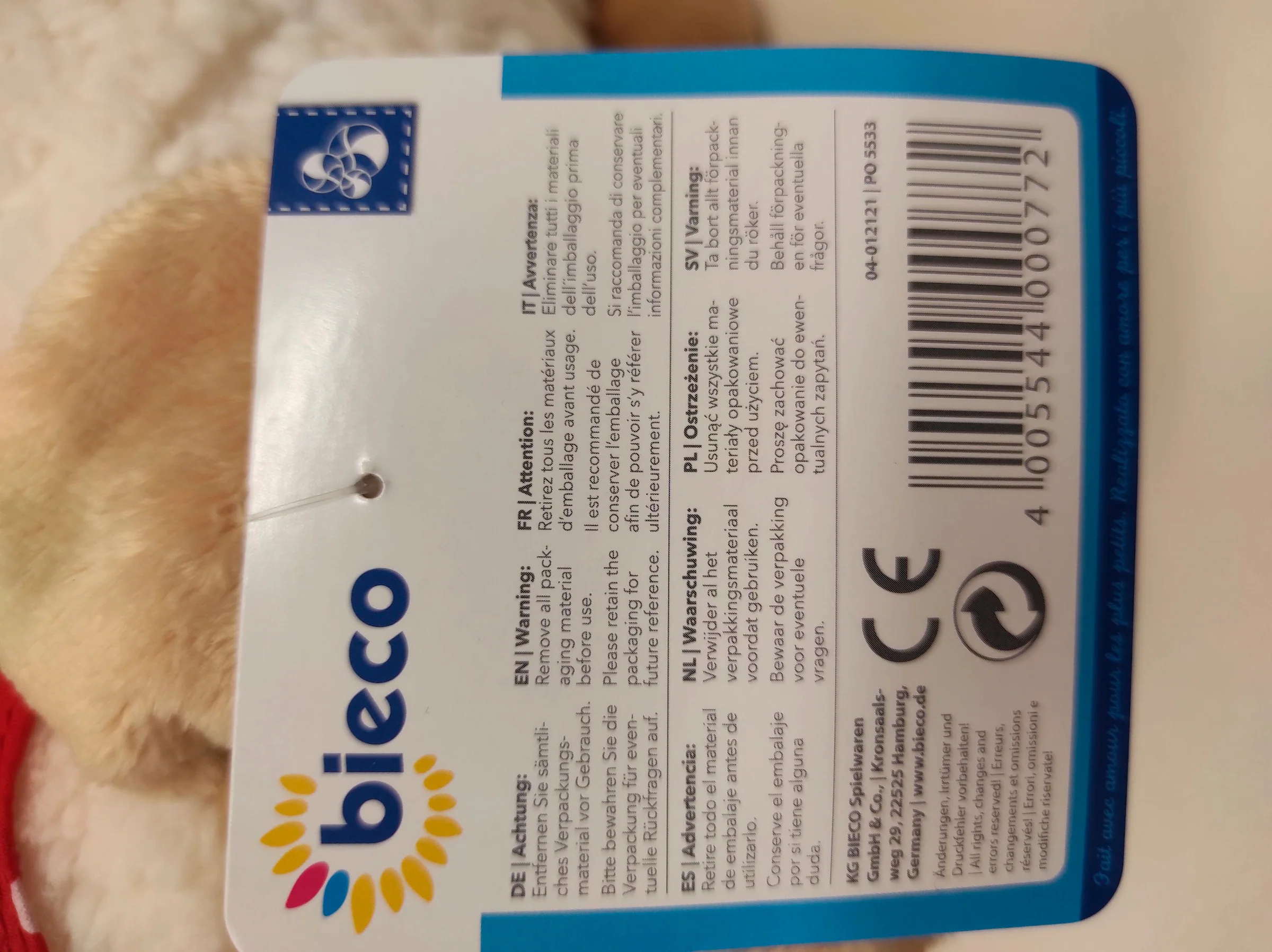 Bieco Plüschtier Schaf Polly Weiß