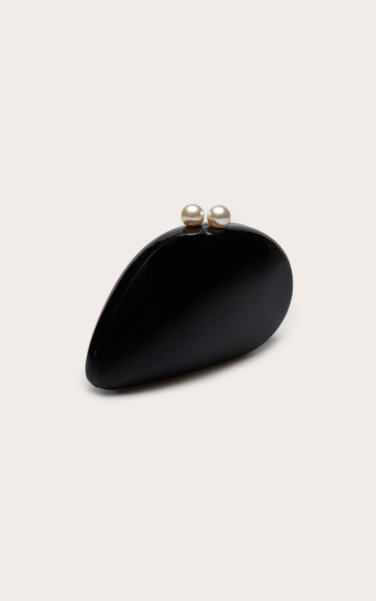 Noir Sac Pochette Rigide Noir À Texture Galet Métallisé Et Perle
