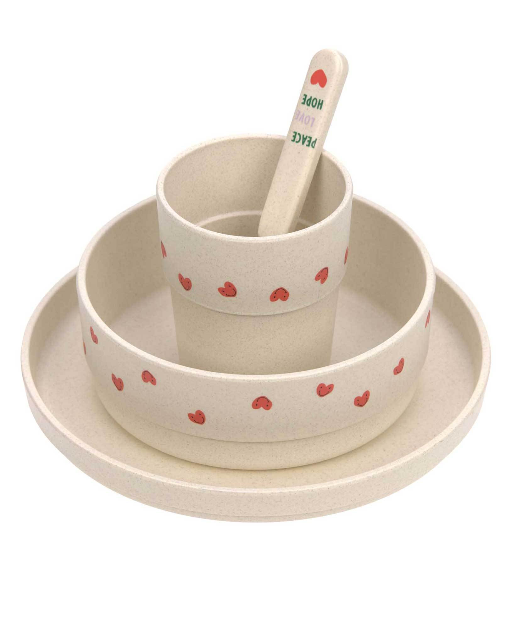 Geschirr-Set HAPPY RASCALS HEART 4-teilig in lavender