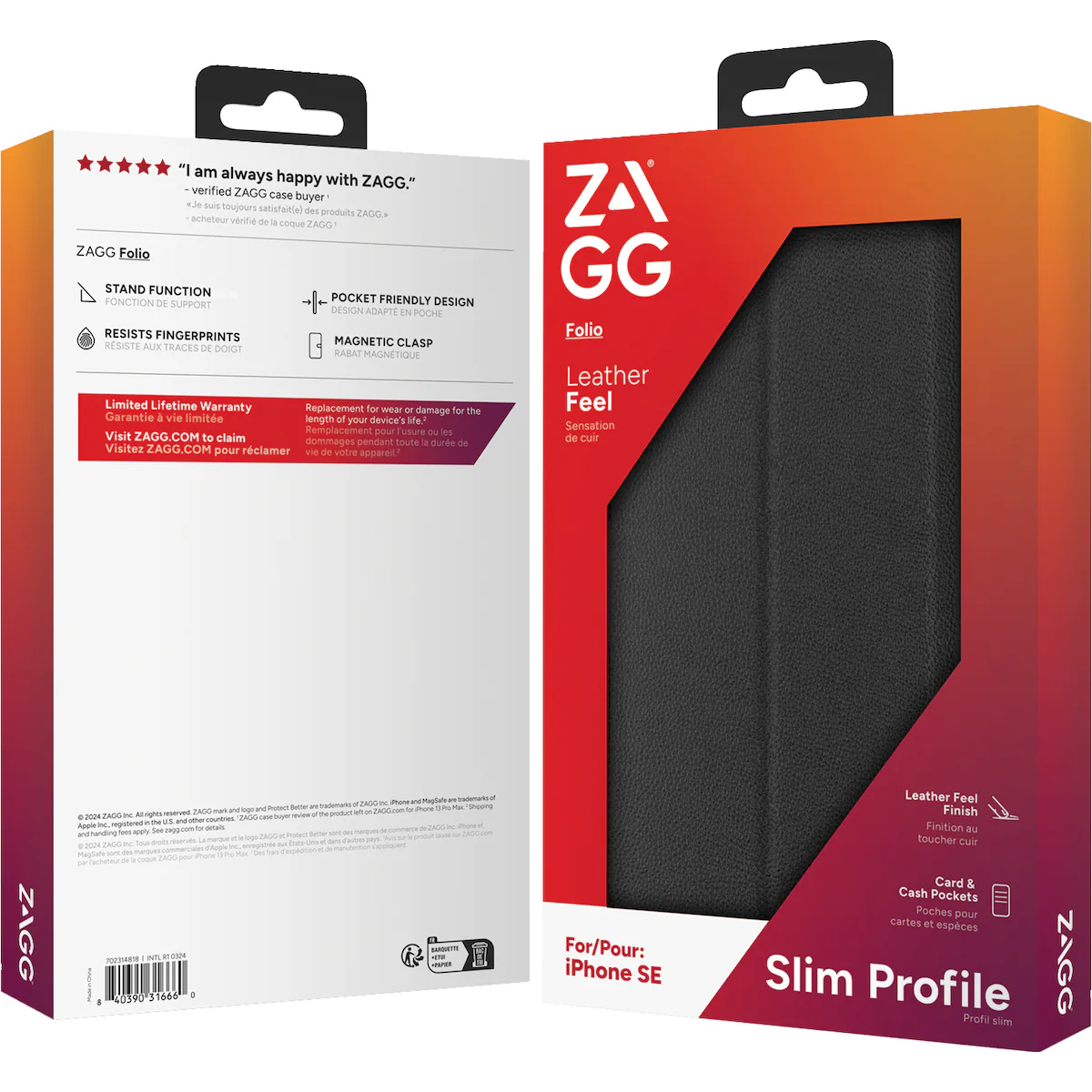 Zagg iPhone SE lommebokdeksel (sort)