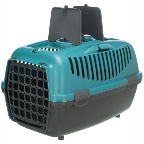 Caixa de transporte Trixie Capri 2 azul e preta para cães e gatos.