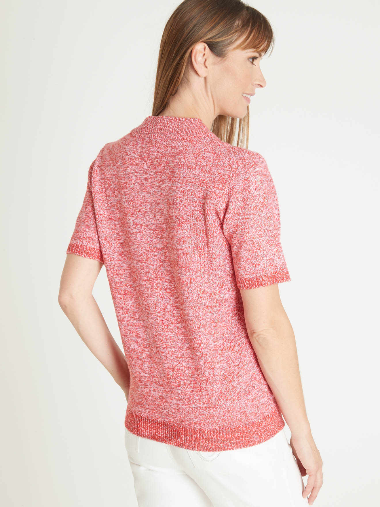Pull col tunisien en maille chinée