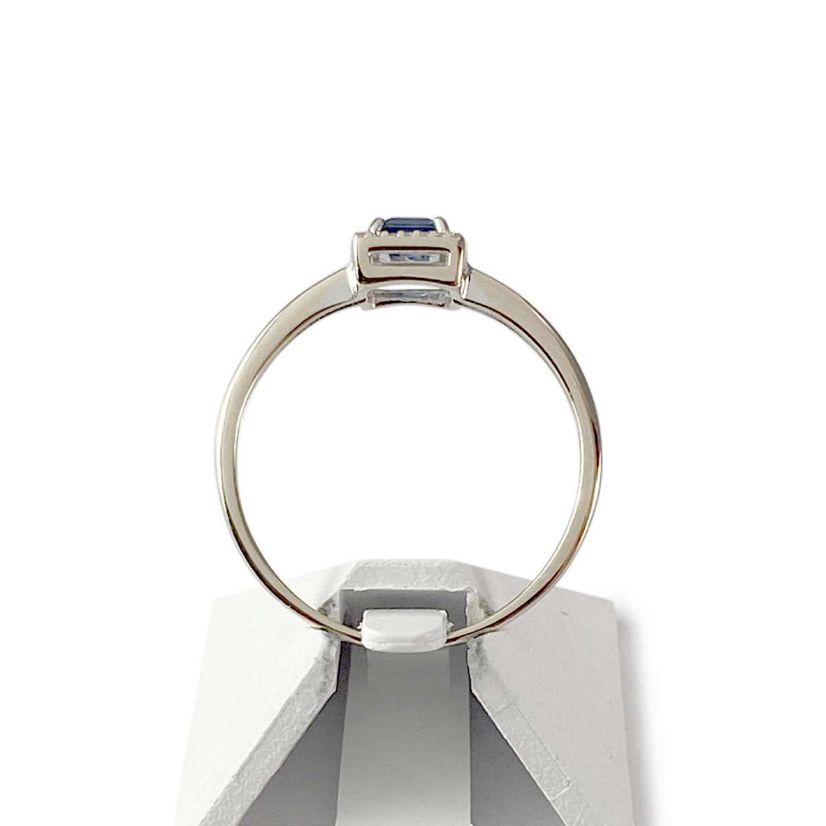Bague d'occasion or 750 blanc saphir et diamants