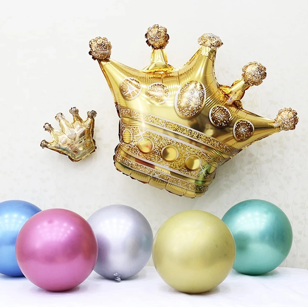 (80x95cm) Party Deko Folien Ballon Kronen Luftballon - Gold