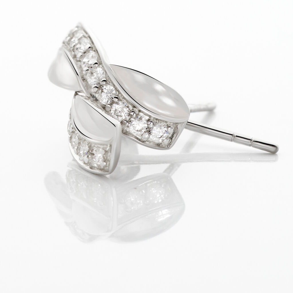 Boucles D'oreilles Puces Izefia Or Blanc Oxyde De Zirconium