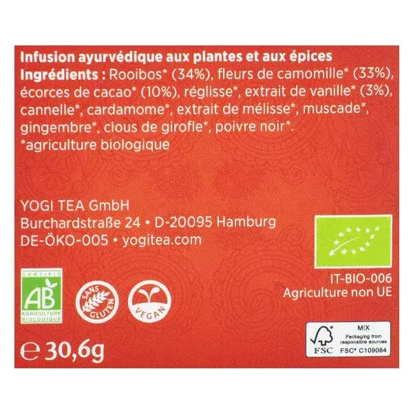 Yogi Tea Bonne Nuit Rooibos Vanille 17 sachets