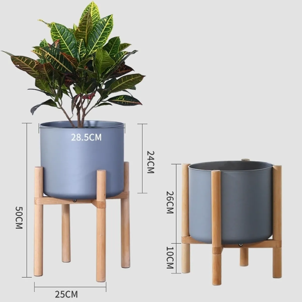 Wewoo Ensemble pots de fleurs bois massif