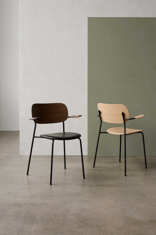 Audo Copenhagen Co eetkamerstoel met arm zitting Siërra 1611 naturel/chroom