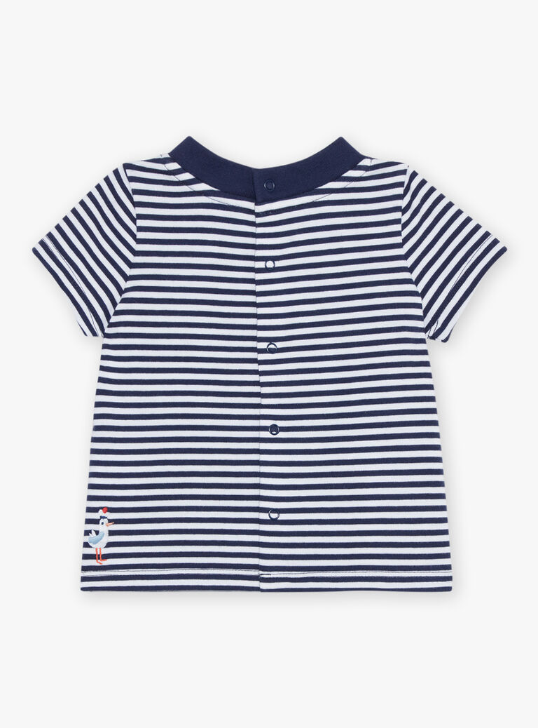 T-shirt à à rayures bleu marine et blanc en jersey