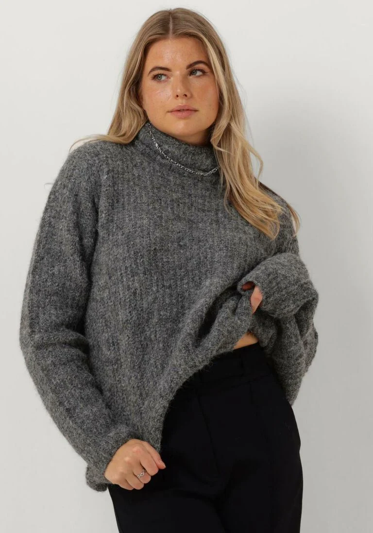 MY ESSENTIAL WARDROBE grijze my essential wardrobe coltrui meenahw knit rollneck