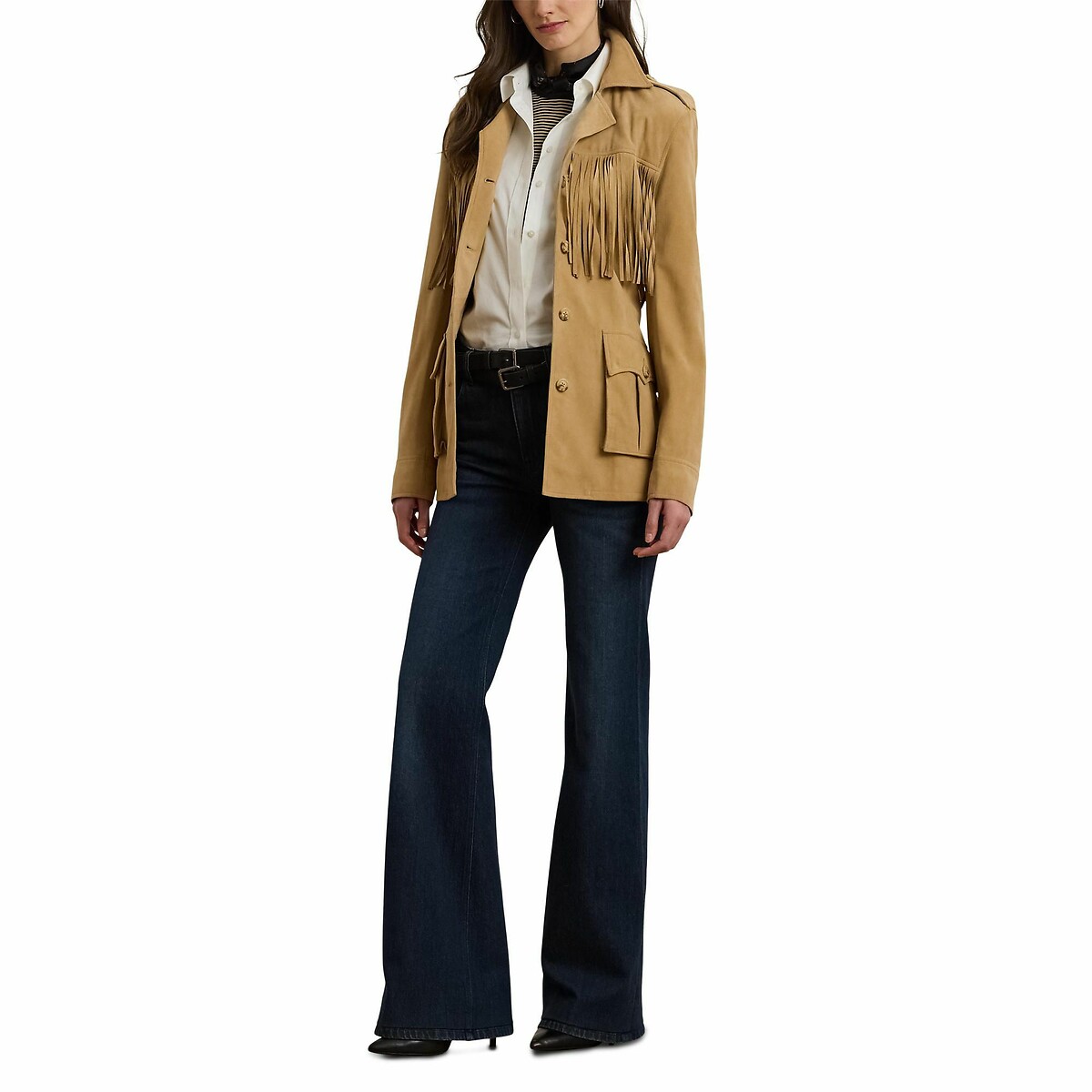 LAUREN RALPH LAUREN<br>Calça jeans flare retrô