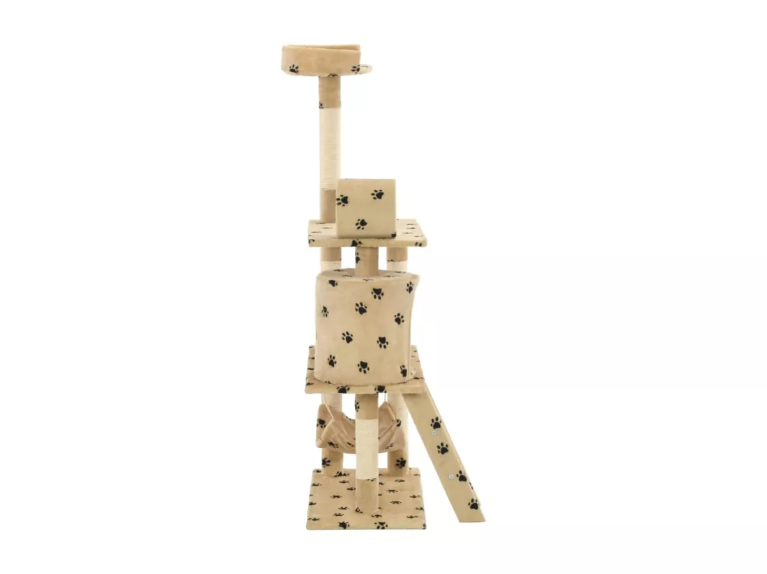 Arbre à chat avec griffoir en sisal 140cm Beige Motif de pattes