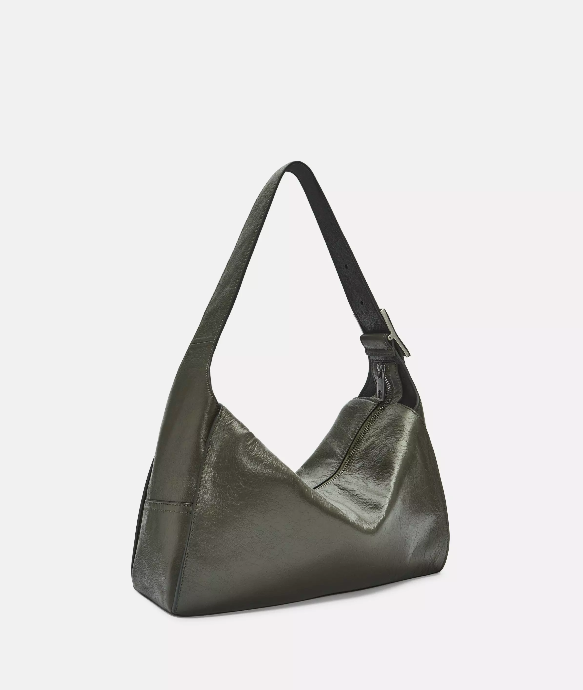 Lou Hobo M Spacious leather hobo bag with breaking effect