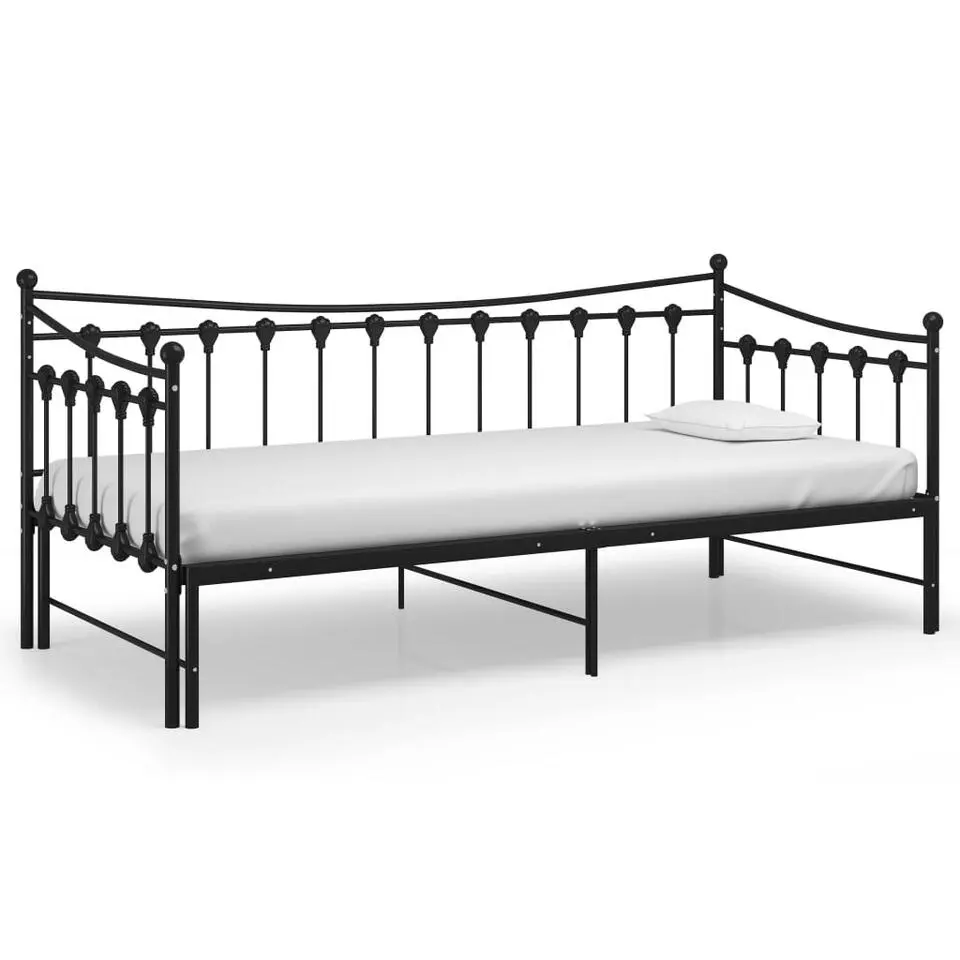 vidaXL - Onderschuifbedbank - Zwart - Metaal - 90x200 cm