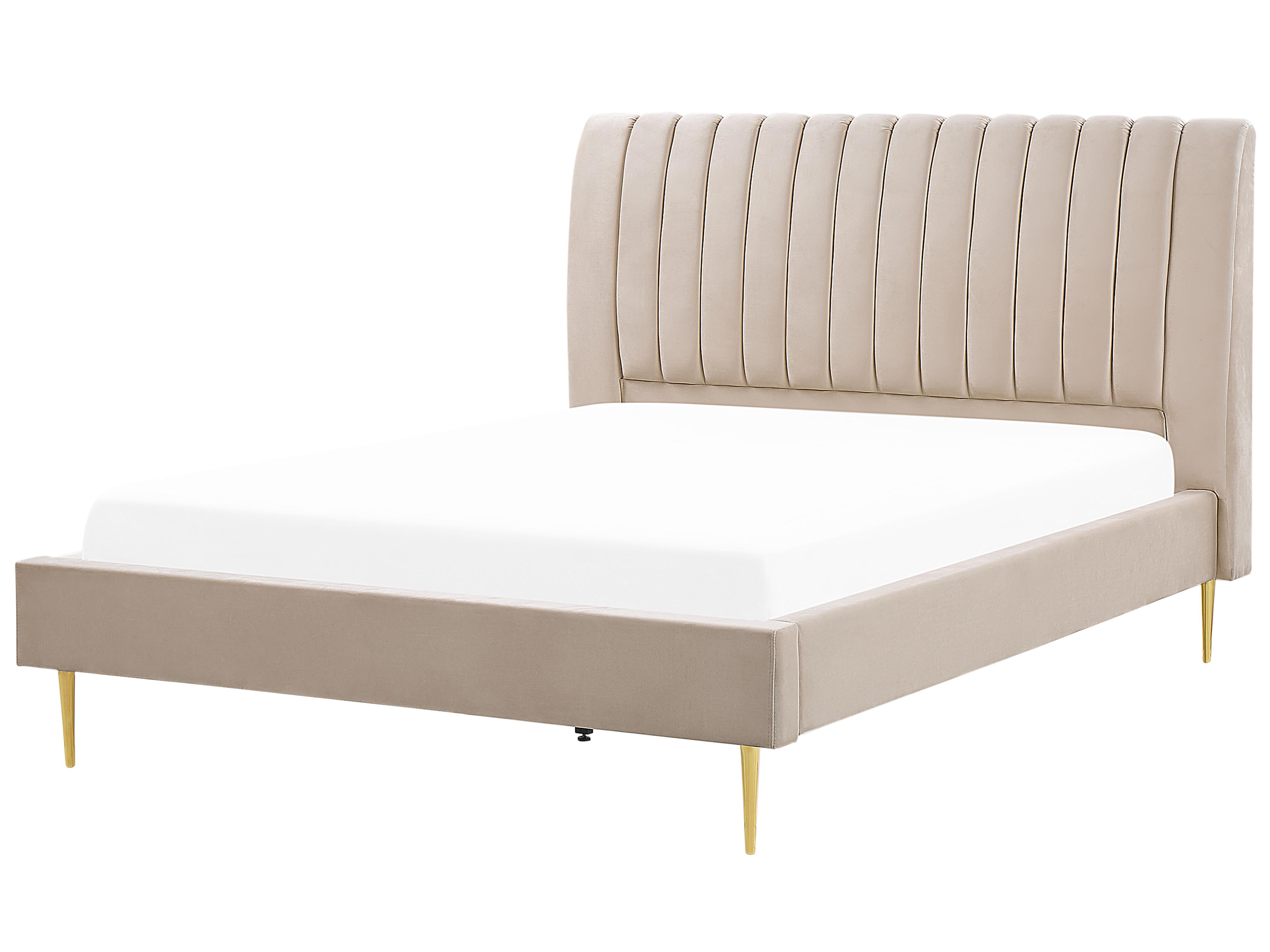 Bed Fluweel MARVILLE 180 x 200 cm Zandbeige