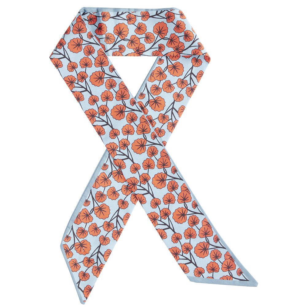 Ruban pour cheveux motif fleur rouge et bleu