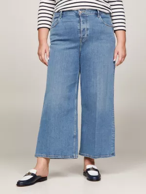 Calça jeans Curve de cintura alta e pernas largas até o tornozelo