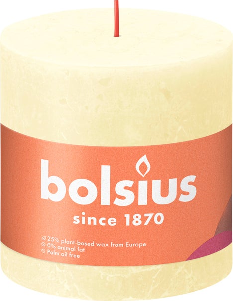 Bolsius stompkaars Rustiek Shine licht geel 62 uur D 10 H 10 cm