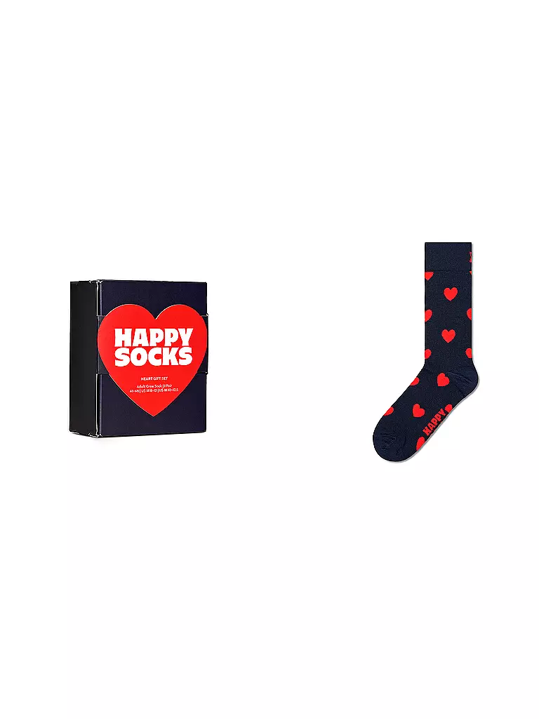 HAPPY SOCKS Herren Geschenkbox Socken HEART 41-46 navy dunkelblau