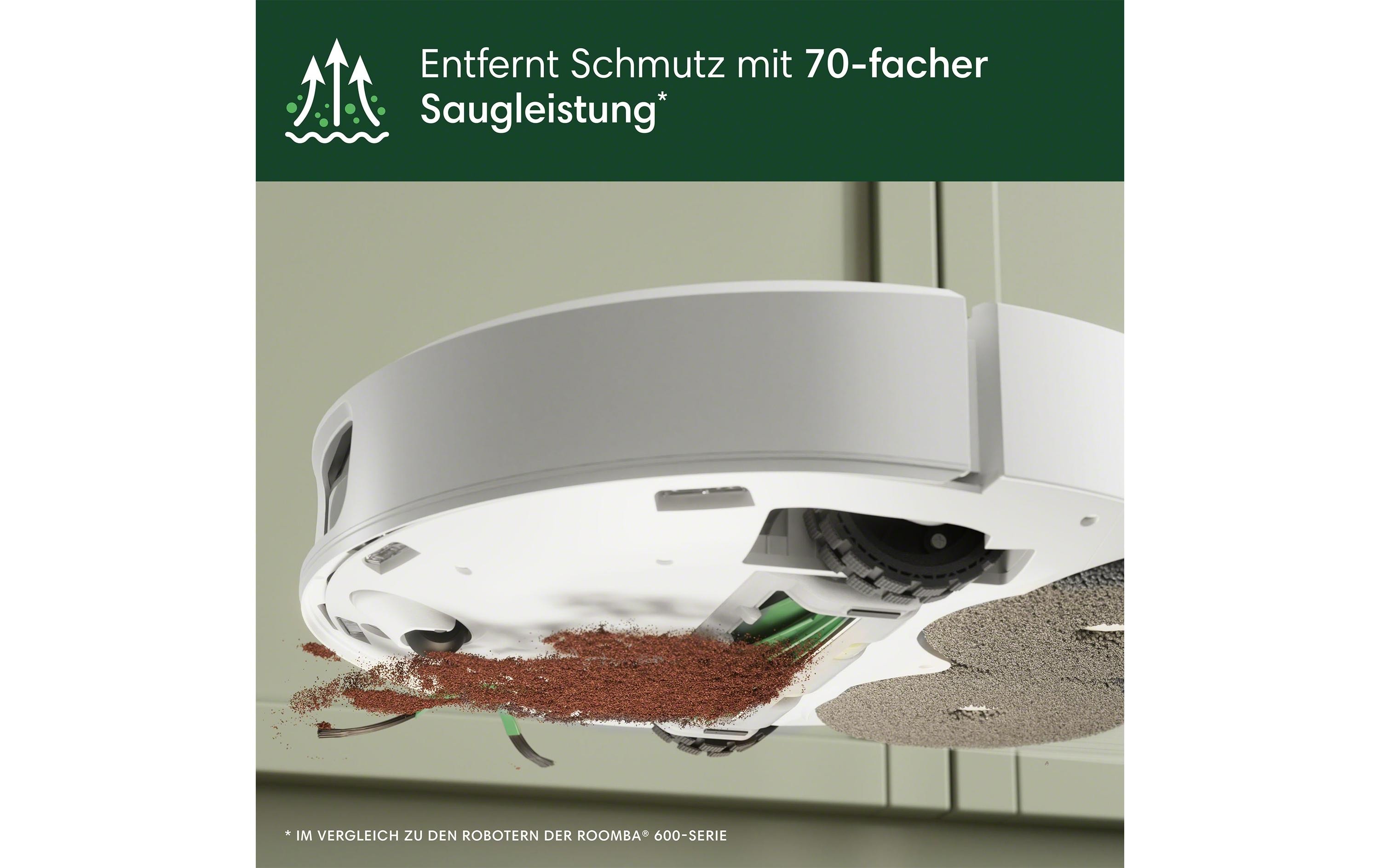 Saug- und Wischroboter Roomba Plus 505 Combo + AutoWash Dock<br>Der Saugwischroboter mit ausfahrbaren Wischpads für eine verbesserte Kantenreinigung