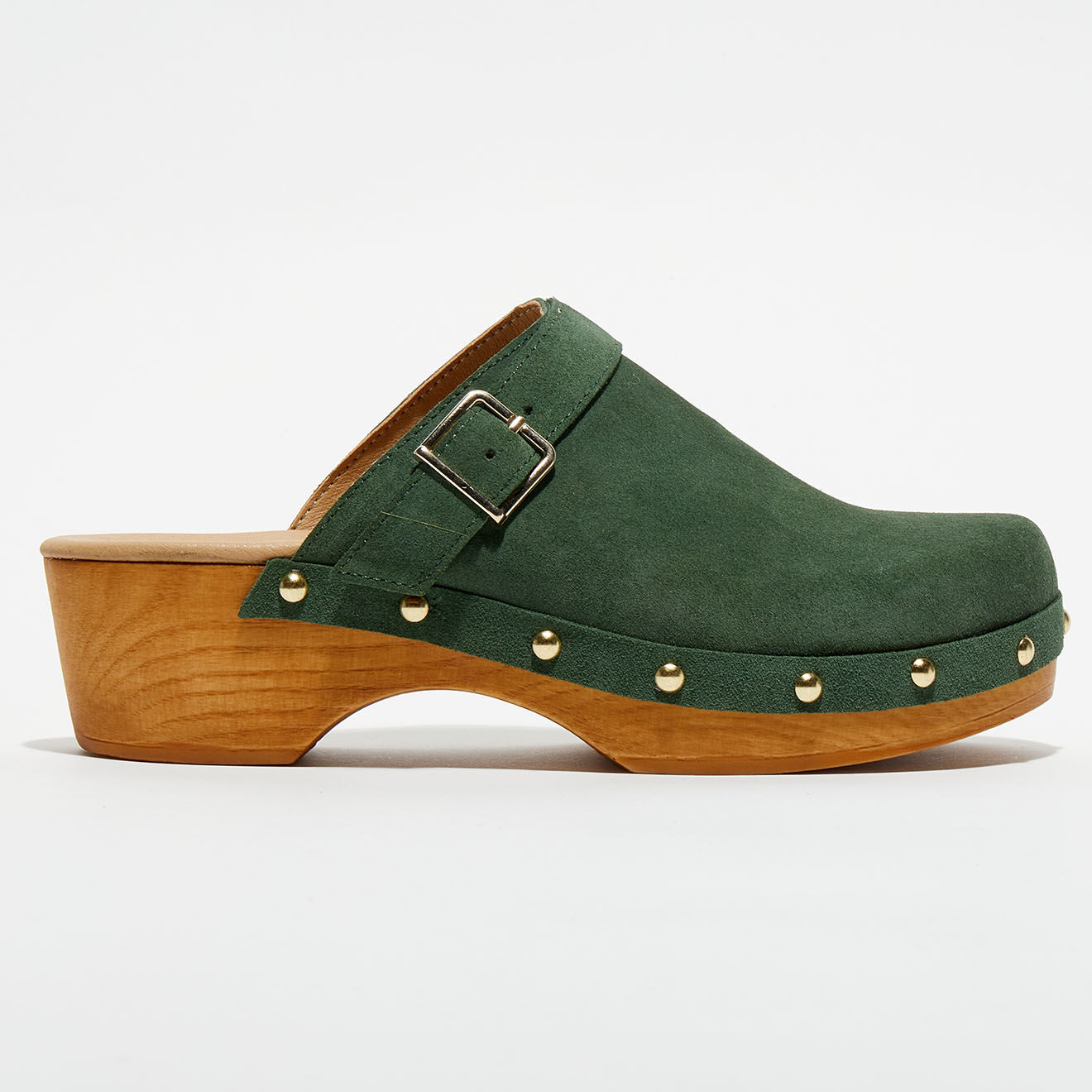 Apologie Studio Sabots en Velours de Cuir Lea kaki - Talon 5 cm
