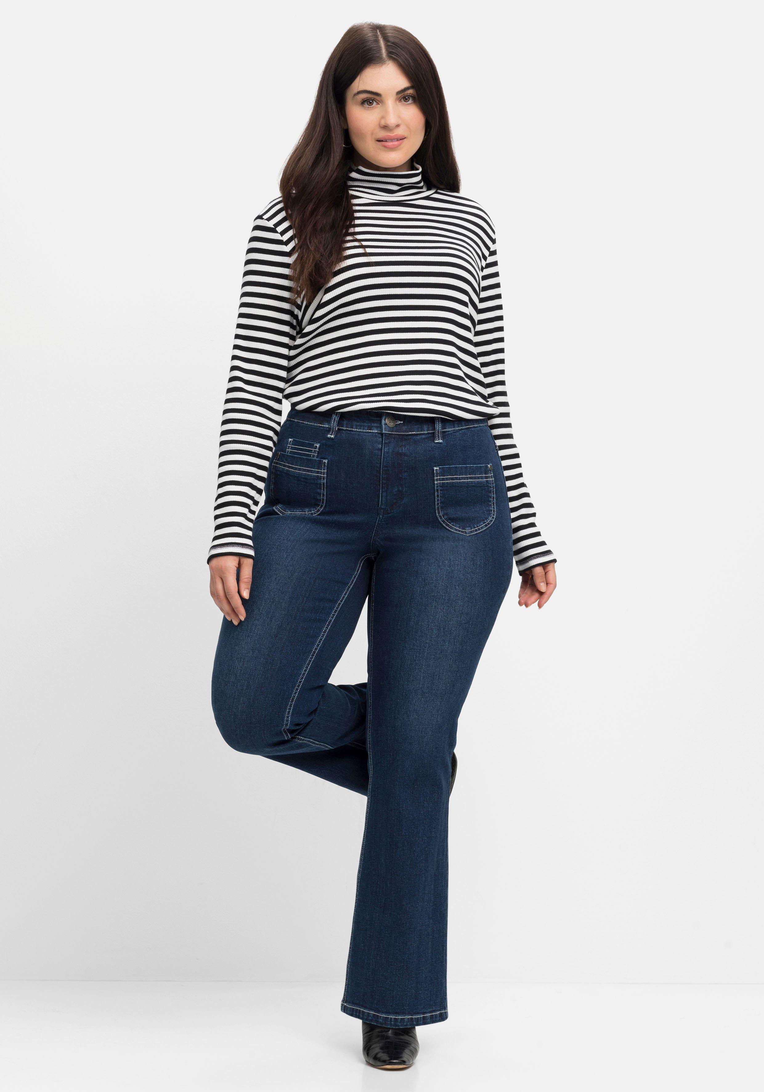 Bootcut-Jeans in High-Heel-Länge, mit Kontrastnähten