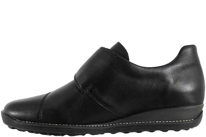 RIEKER SKO I SORT LÆDER