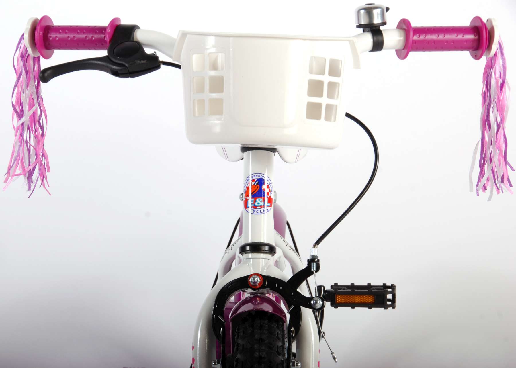 Kinderfahrrad Heart Cruiser für Mädchen 12 Zoll Kinderrad in Weiß/Lila