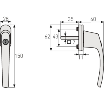 Abus raamkruk FG71 F1 SKG**