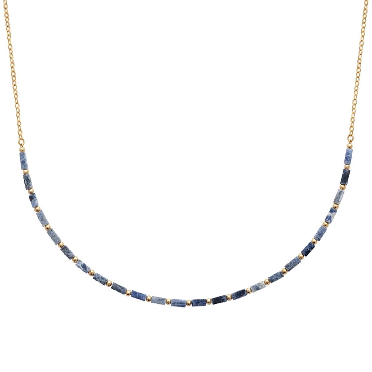 Collier pierres naturelles Sodalites Plaqué OR 750 3 microns
