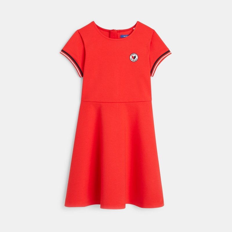 Robe patineuse en jersey milano rouge fille