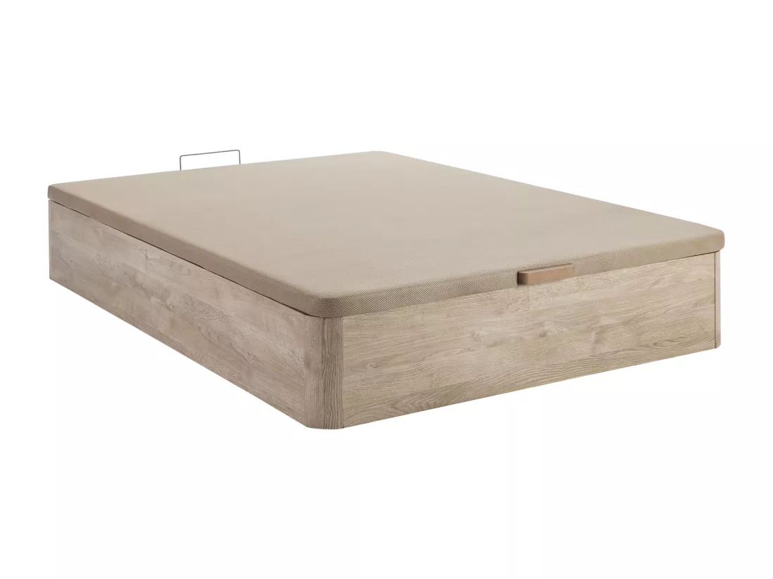 Ensemble 160 x 200 cm sommier coffre naturel clair + matelas mousse et coutil bambou ép.25cm - BERENDI de NATUREA