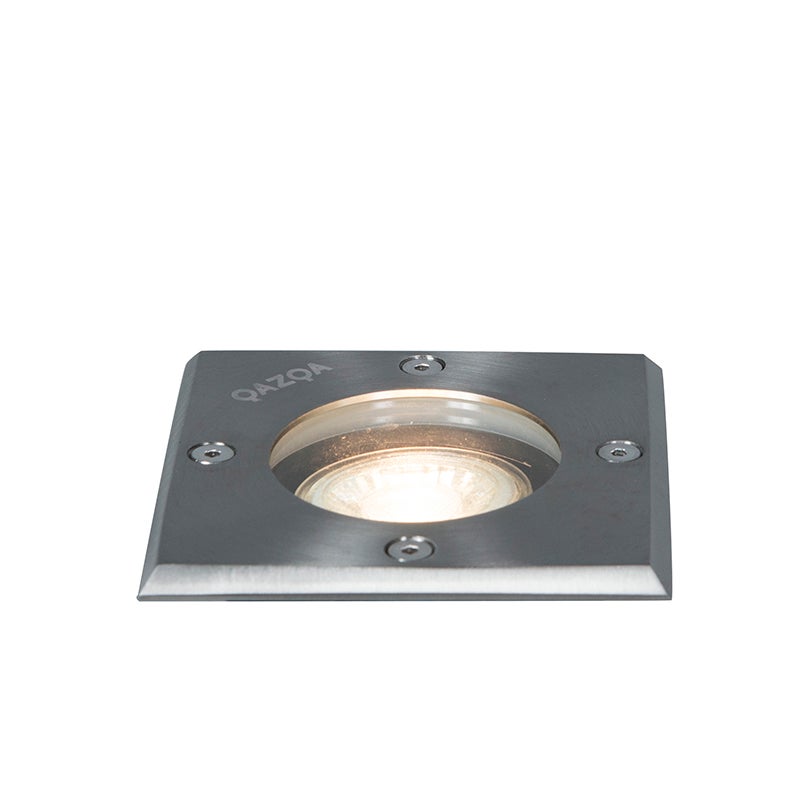Inbouw grondspot voor buiten, geborsteld roestvrij staal, 10,5 cm, IP65 - Basic Square