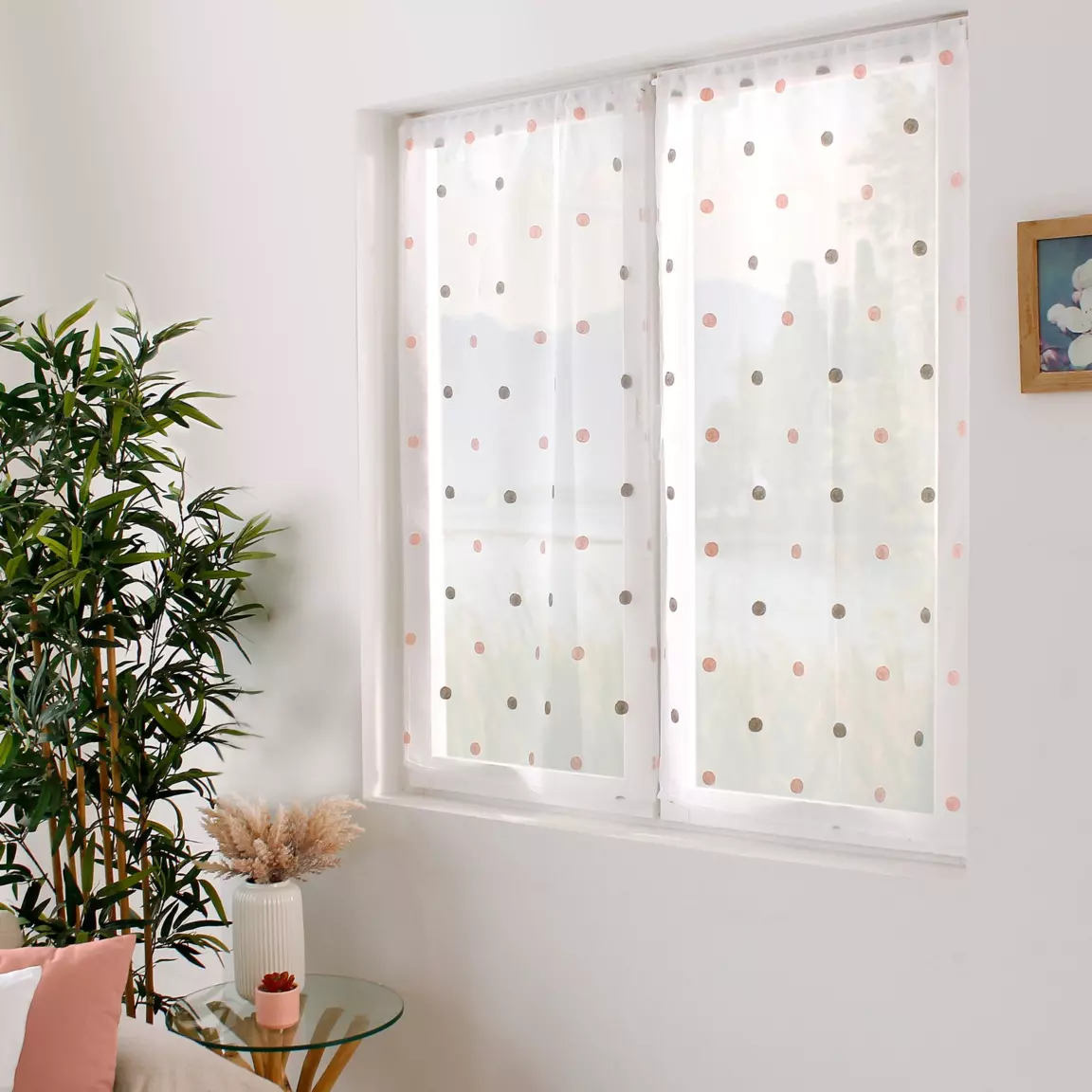 Paire de voilages passe-tringle (60 x 120 cm) Pointia Gris