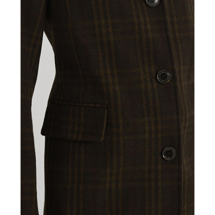 Lauren Ralph Lauren LODEN PLAID WOOL-WOOL SB REEFER 38 Brown plaid