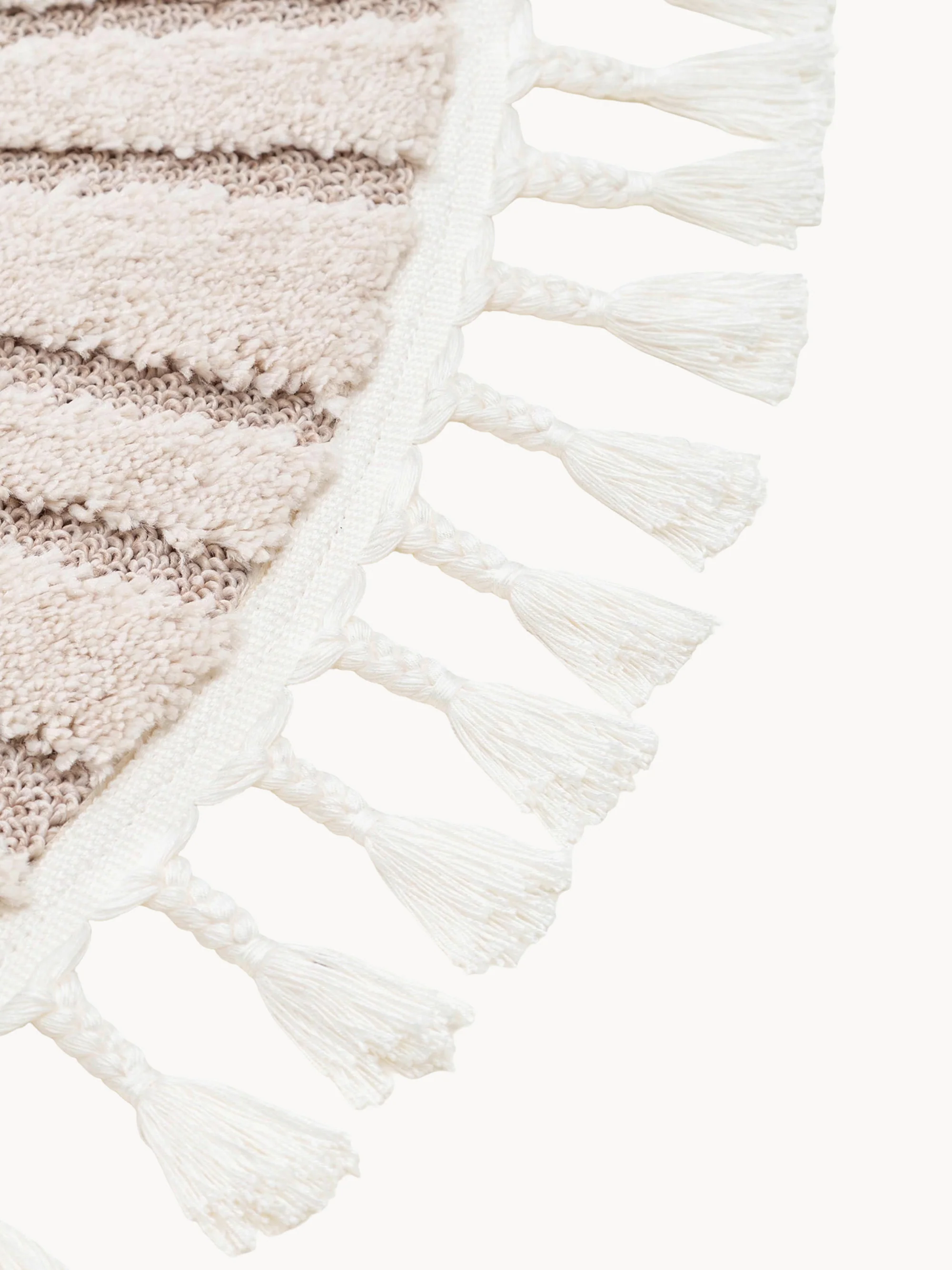 Rond kindervloerkleed Momo met kwastjes en hoog-laag effect