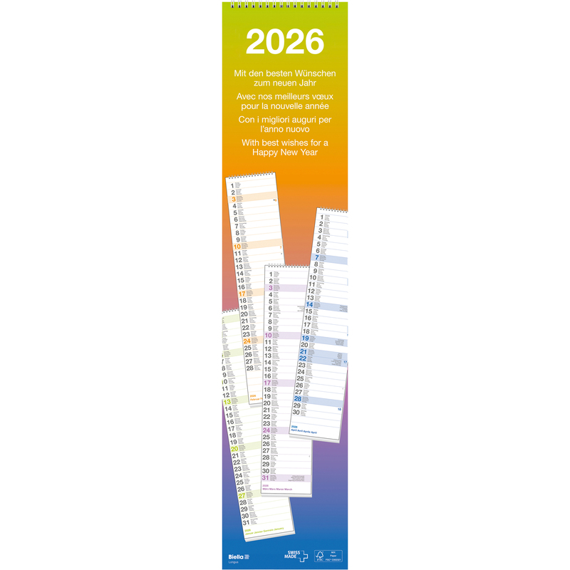 Biella Wandkalender 2026 Longus, 1 Monat / Seite