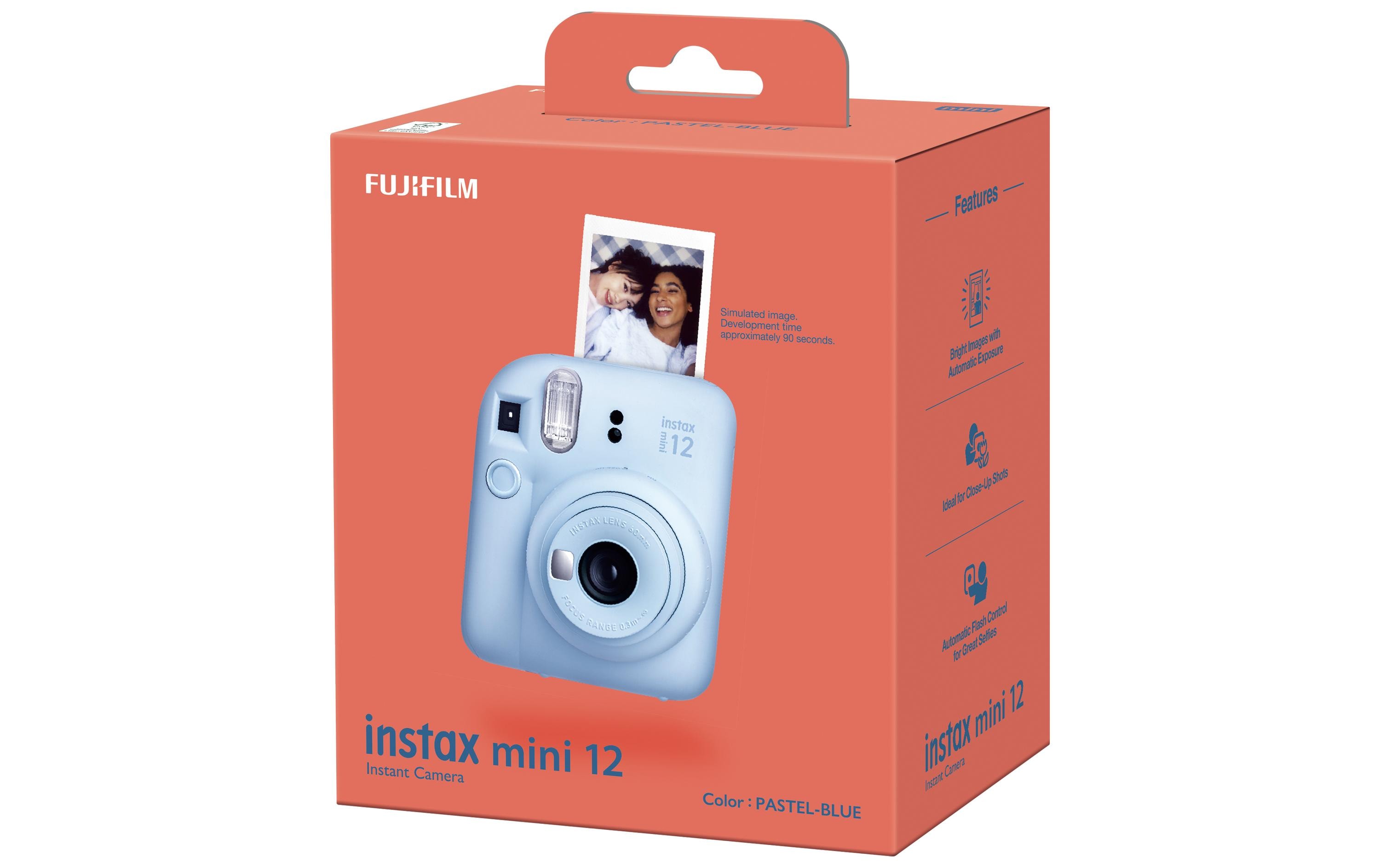 Fotokamera Instax Mini 12 BlauSofortbildkamera mit Blitz und Selfie-Modus