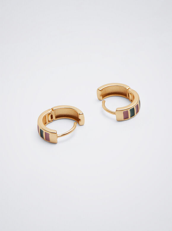 Brincos de argola esmaltados - Multicoloridos