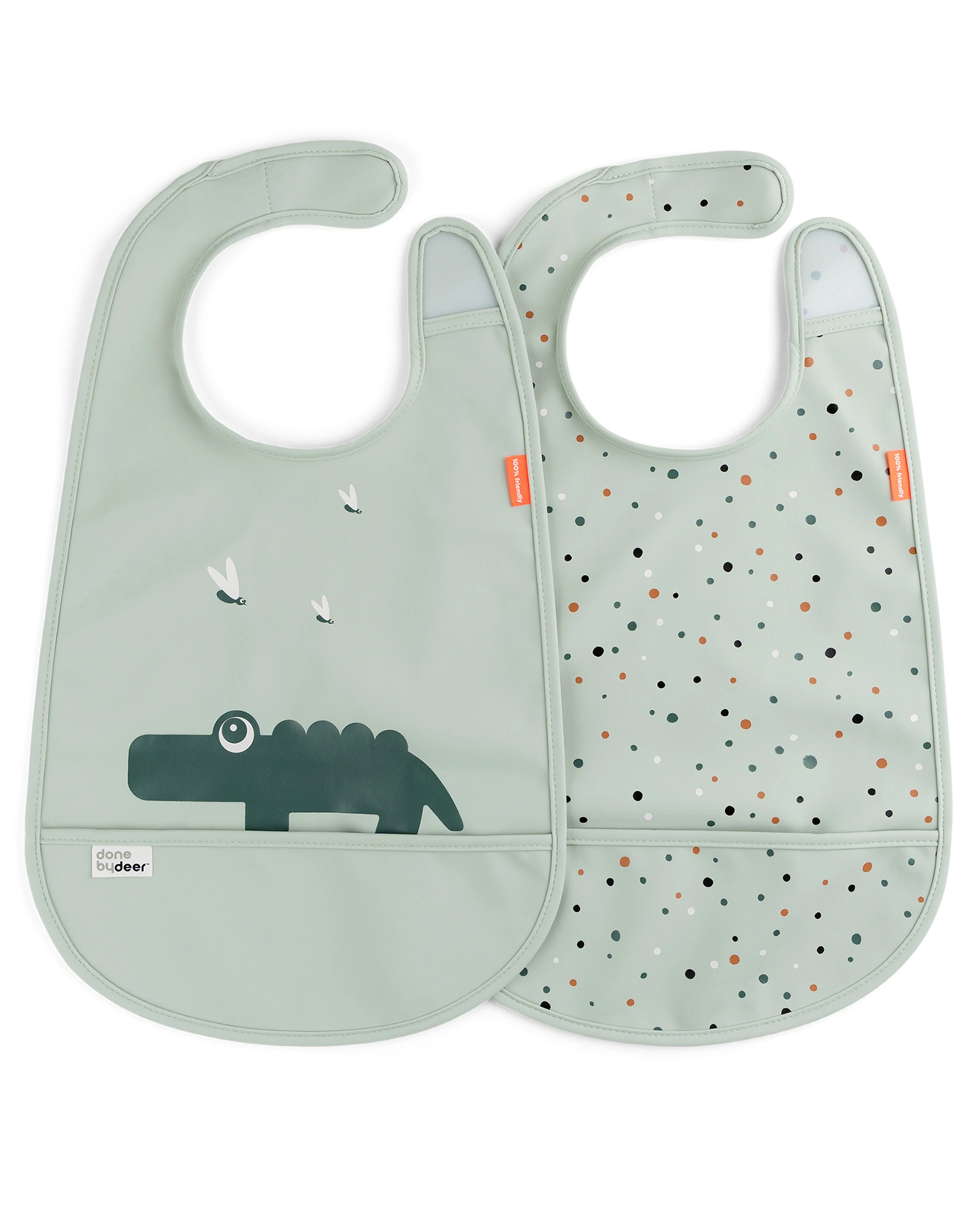 Klett-Lätzchen CROCO 2er Pack in grün
