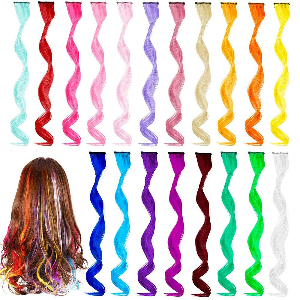 (3er Set) Kunsthaar Extensions Clip-In Strähnen Gewellte Haarverlängerung - Pink