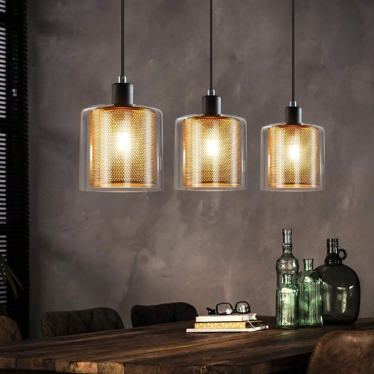 NETTLIFE Suspension - Métal noir, Doré