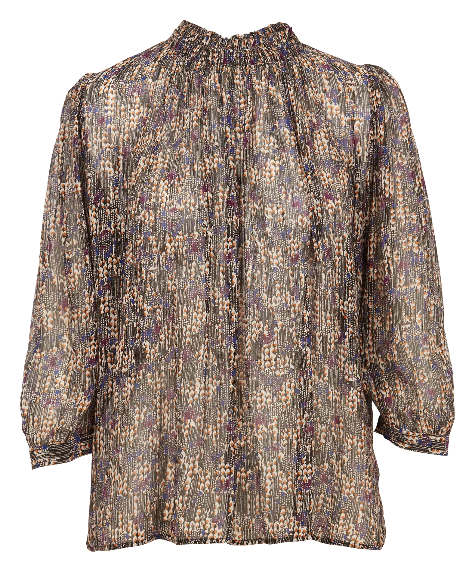 LYSIE - Top col montant imprimé | Marron