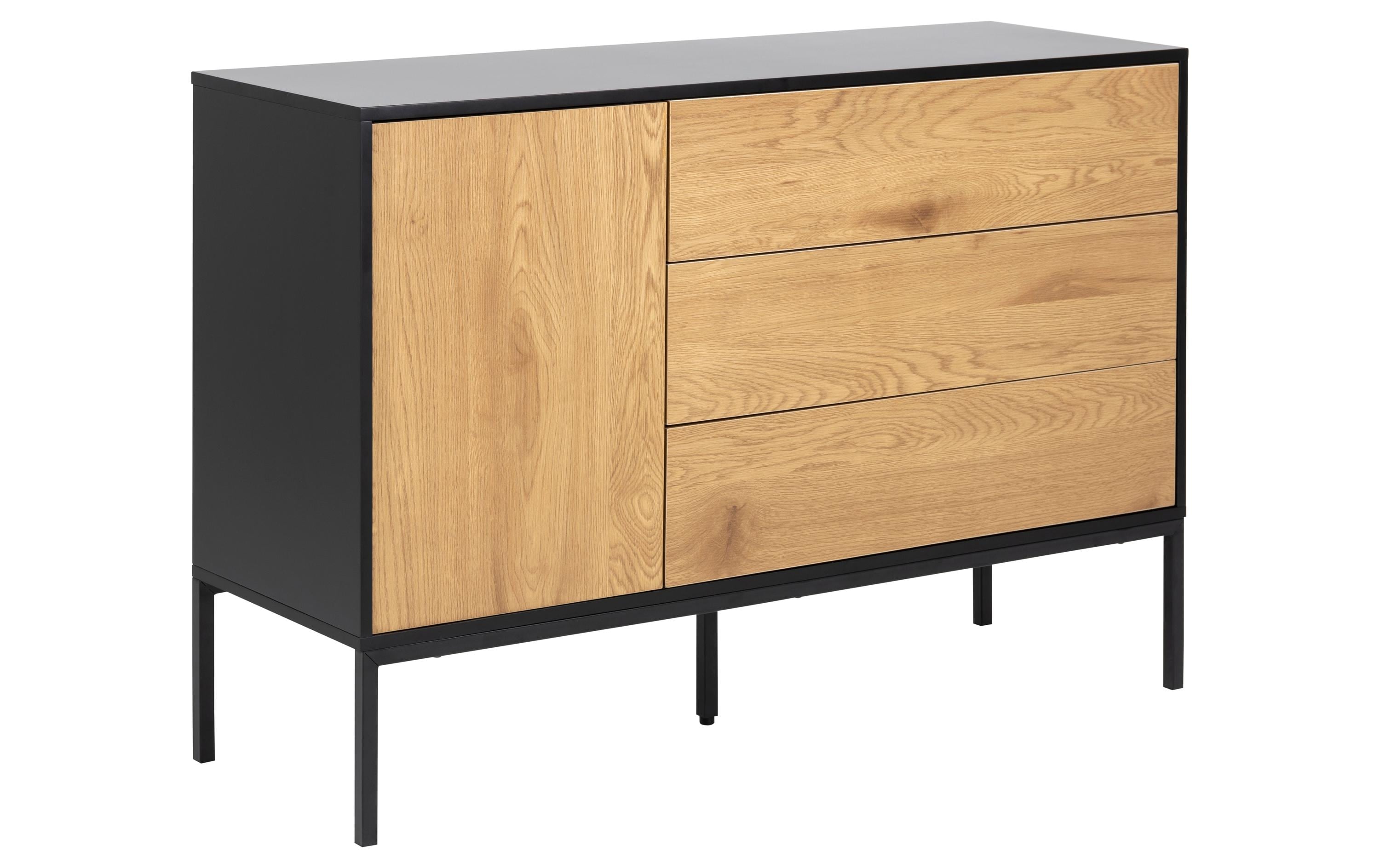Sideboard Seaford 120 x 40 x 82 cm, Nature/Schwarz<br>Kommode