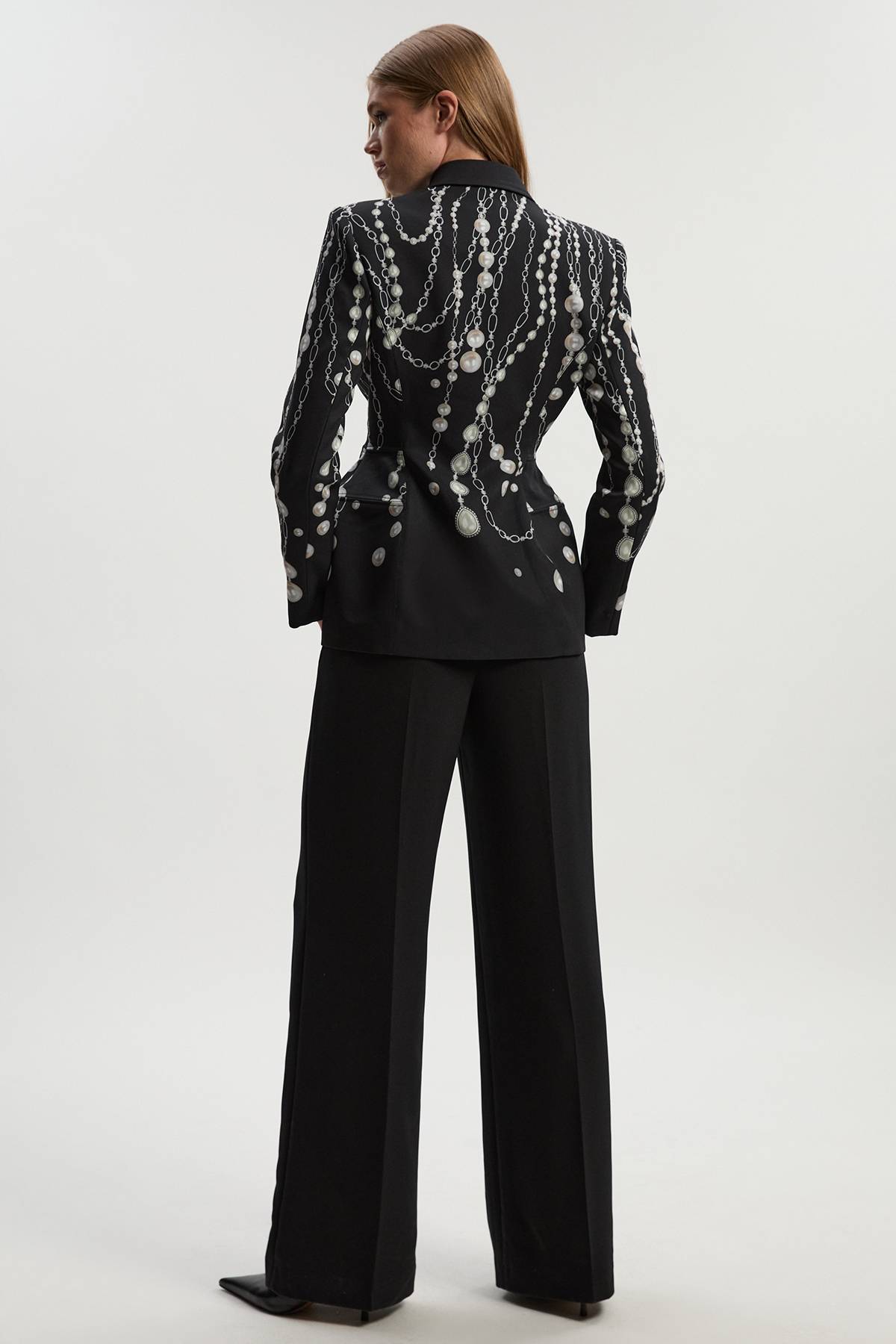 KarenMillen Collection Archive - Pantalon Évasé Ajusté en Satin